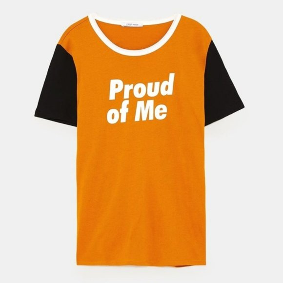 ZARA TRAFALUC Proud Of Me Statement Tee Size Small - Picture 3 of 4